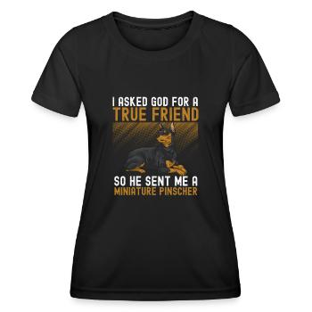 Miniature Pinscher Rehpinscher Min Pin Dog - Women's Functional T-Shirt - black - Front - AI Model Female 172 light (172cm)