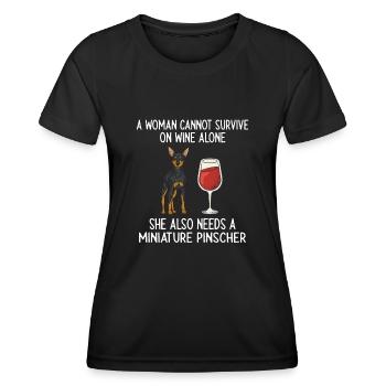 Miniature Pinscher Rehpinscher Min Pin Dog - Women's Functional T-Shirt - black - Front - AI Model Female 172 light (172cm)