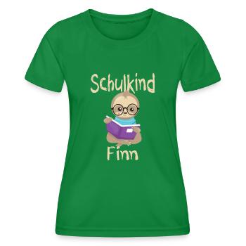 Schulkind Finn Faultier - Frauen Funktions-T-Shirt - Kelly Green - Vorne - AI Model Female 172 dark (172cm)