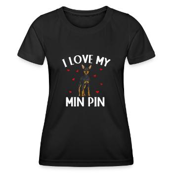 Miniature Pinscher Rehpinscher Min Pin Dog - Women's Functional T-Shirt - black - Front - AI Model Female 172 light (172cm)