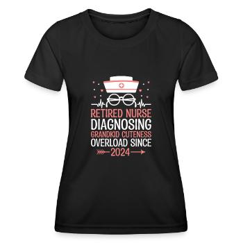 Grand-mère retraitée Pension Infirmière infirmière en soins infirmiers - T-shirt sport Femme - noir - Devant - AI Model Female 172 light (172cm)