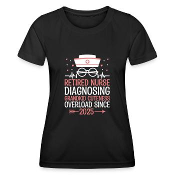 Grand-mère retraitée Pension Infirmière infirmière en soins infirmiers - T-shirt sport Femme - noir - Devant - AI Model Female 172 light (172cm)