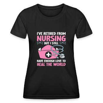 Grand-mère retraitée Pension Infirmière infirmière en soins infirmiers - T-shirt sport Femme - noir - Devant - AI Model Female 172 light (172cm)