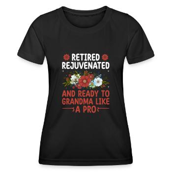 Grand-mère retraitée Pension Infirmière infirmière en soins infirmiers - T-shirt sport Femme - noir - Devant - AI Model Female 172 light (172cm)