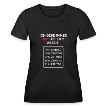 Ich gebe immer 100% bei der Arbeit - Frauen Funktions-T-Shirt - Schwarz - Vorne - AI Model Female 172 light (172cm)