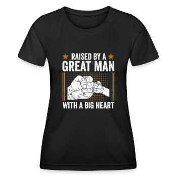 Élevé par un grand homme au grand cœur Fête des pères - T-shirt sport Femme - noir - Devant - AI Model Female 172 light (172cm)