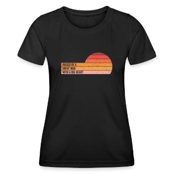 Aufgewachsen von einem großen Mann mit einem großen Herzen Vatertag - Frauen Funktions-T-Shirt - Schwarz - Vorne - AI Model Female 172 light (172cm)