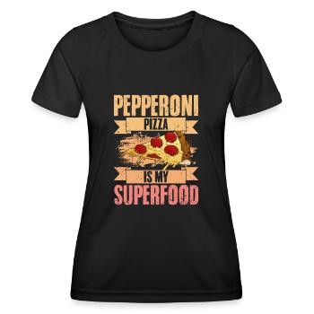 Pepperoni Pizza Retro Superfood Pizza Eating For - Frauen Funktions-T-Shirt - Schwarz - Vorne - AI Model Female 172 light (172cm)