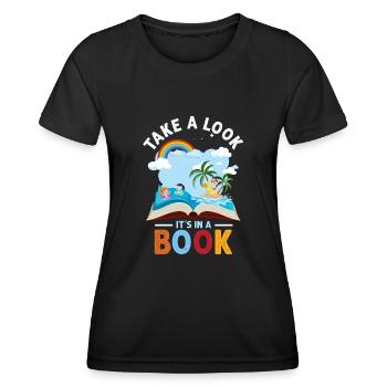 Jetez un coup d’œil C’est dans un rat de bibliothèque de lecture de livre - T-shirt sport Femme - noir - Devant - AI Model Female 172 light (172cm)