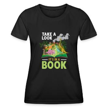 Jetez un coup d’œil C’est dans un rat de bibliothèque de lecture de livre - T-shirt sport Femme - noir - Devant - AI Model Female 172 light (172cm)
