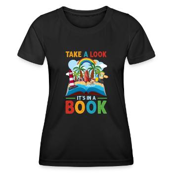 Jetez un coup d’œil C’est dans un rat de bibliothèque de lecture de livre - T-shirt sport Femme - noir - Devant - AI Model Female 172 light (172cm)