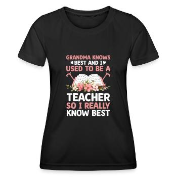 Retired Grandma Pensioner Pension Teacher Teach Re - Women's Functional T-Shirt - black - Front - AI Model Female 172 light (172cm)