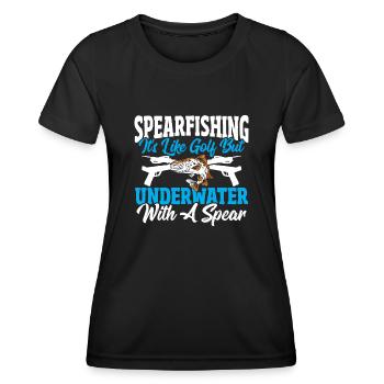Speerfischen Es ist wie Golf, aber unter Wasser - Frauen Funktions-T-Shirt - Schwarz - Vorne - AI Model Female 172 light (172cm)