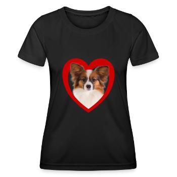 Hundeliebhaber - Hunde Herz - Papillon - Frauen Funktions-T-Shirt - Schwarz - Vorne - AI Model Female 172 light (172cm)