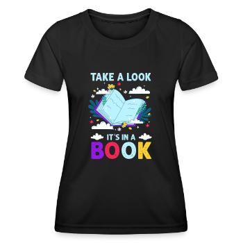 Jetez un coup d’œil C’est dans un rat de bibliothèque de lecture de livre - T-shirt sport Femme - noir - Devant - AI Model Female 172 light (172cm)