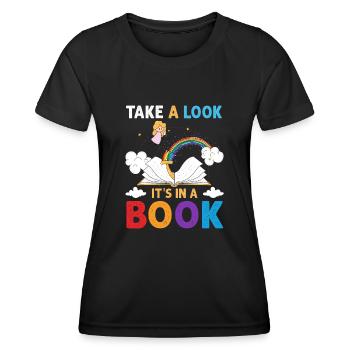 Jetez un coup d’œil C’est dans un rat de bibliothèque de lecture de livre - T-shirt sport Femme - noir - Devant - AI Model Female 172 light (172cm)