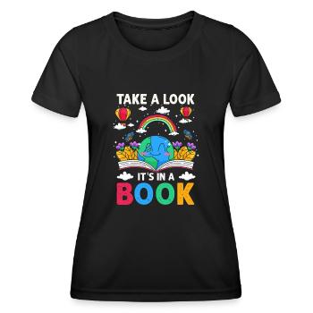 Jetez un coup d’œil C’est dans un rat de bibliothèque de lecture de livre - T-shirt sport Femme - noir - Devant - AI Model Female 172 light (172cm)