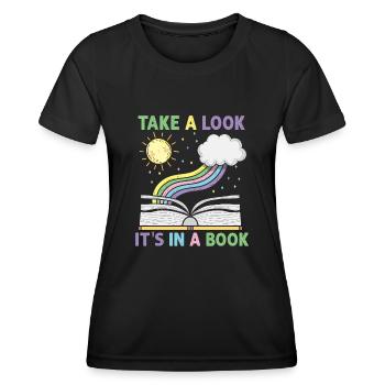 Jetez un coup d’œil C’est dans un rat de bibliothèque de lecture de livre - T-shirt sport Femme - noir - Devant - AI Model Female 172 light (172cm)