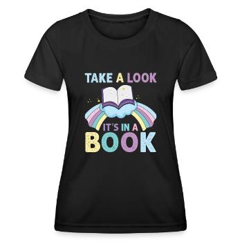 Jetez un coup d’œil C’est dans un rat de bibliothèque de lecture de livre - T-shirt sport Femme - noir - Devant - AI Model Female 172 light (172cm)