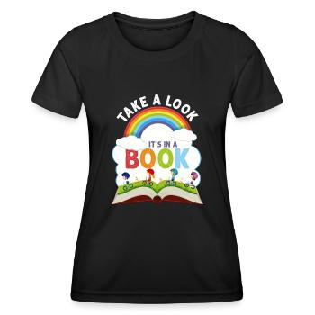 Jetez un coup d’œil C’est dans un rat de bibliothèque de lecture de livre - T-shirt sport Femme - noir - Devant - AI Model Female 172 light (172cm)