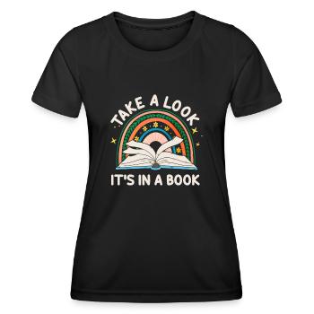 Jetez un coup d’œil C’est dans un rat de bibliothèque de lecture de livre - T-shirt sport Femme - noir - Devant - AI Model Female 172 light (172cm)