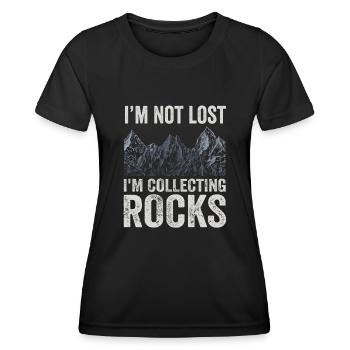 Ich bin nicht verloren Ich sammle Steine Lustige Geologie - Frauen Funktions-T-Shirt - Schwarz - Vorne - AI Model Female 172 light (172cm)