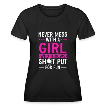 Kugelstoßen Werfen Leichtathletik - Frauen Funktions-T-Shirt - Schwarz - Vorne - AI Model Female 172 light (172cm)