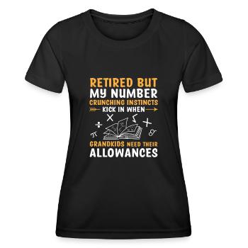 Grand-mère à la retraite Pensioner Comptable Banque - T-shirt sport Femme - noir - Devant - AI Model Female 172 light (172cm)