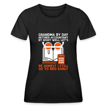 Grand-mère à la retraite Pensioner Comptable Banque - T-shirt sport Femme - noir - Devant - AI Model Female 172 light (172cm)