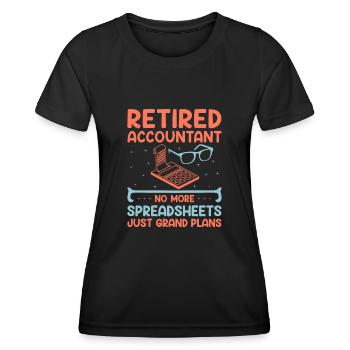 Grand-mère à la retraite Pensioner Comptable Banque - T-shirt sport Femme - noir - Devant - AI Model Female 172 light (172cm)