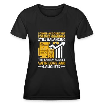 Pensionierte Oma Rentner Rentenbuchhalter Bank - Frauen Funktions-T-Shirt - Schwarz - Vorne - AI Model Female 172 light (172cm)