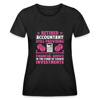 Grand-mère à la retraite Pensioner Comptable Banque - T-shirt sport Femme - noir - Devant - AI Model Female 172 light (172cm)