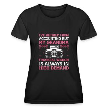 Pensionierte Oma Rentner Rentenbuchhalter Bank - Frauen Funktions-T-Shirt - Schwarz - Vorne - AI Model Female 172 light (172cm)