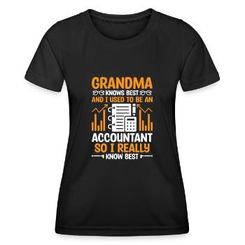 Grand-mère à la retraite Pensioner Comptable Banque - T-shirt sport Femme - noir - Devant - AI Model Female 172 light (172cm)
