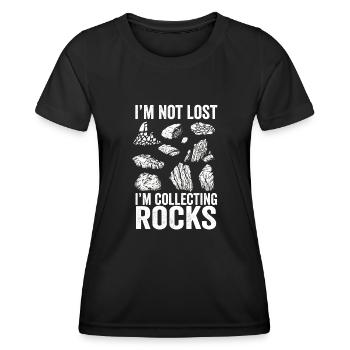 Ich bin nicht verloren Ich sammle Steine Lustige Geologie - Frauen Funktions-T-Shirt - Schwarz - Vorne - AI Model Female 172 light (172cm)
