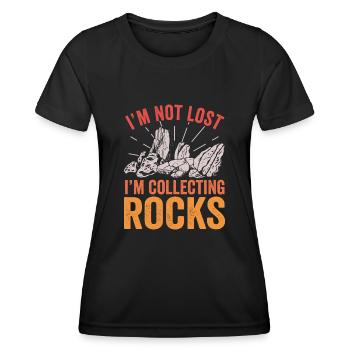 Ich bin nicht verloren Ich sammle Steine Lustige Geologie - Frauen Funktions-T-Shirt - Schwarz - Vorne - AI Model Female 172 light (172cm)