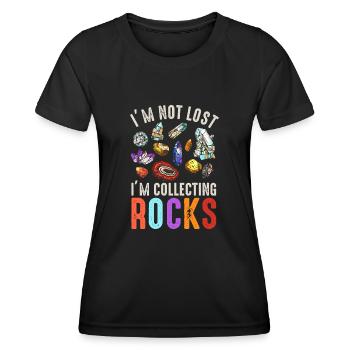Ich bin nicht verloren Ich sammle Steine Lustige Geologie - Frauen Funktions-T-Shirt - Schwarz - Vorne - AI Model Female 172 light (172cm)