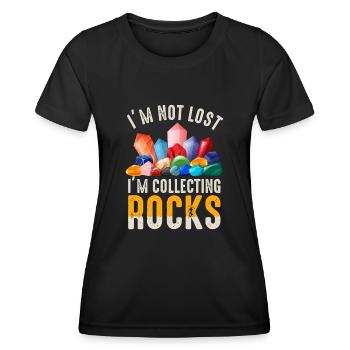 Ich bin nicht verloren Ich sammle Steine Lustige Geologie - Frauen Funktions-T-Shirt - Schwarz - Vorne - AI Model Female 172 light (172cm)