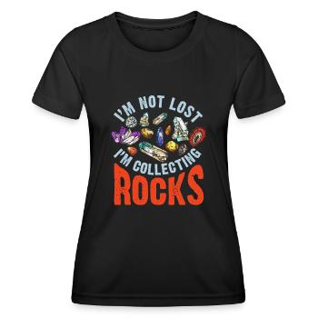 Ich bin nicht verloren Ich sammle Steine Lustige Geologie - Frauen Funktions-T-Shirt - Schwarz - Vorne - AI Model Female 172 light (172cm)
