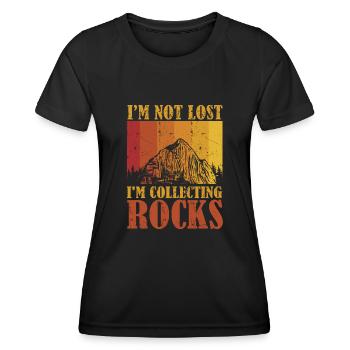 Ich bin nicht verloren Ich sammle Steine Lustige Geologie - Frauen Funktions-T-Shirt - Schwarz - Vorne - AI Model Female 172 light (172cm)