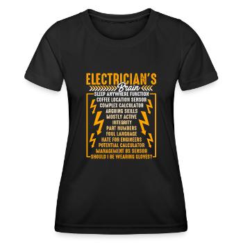 Electrician Electrician's Brain Complex Abilities - Women's Functional T-Shirt - black - Front - AI Model Female 172 light (172cm)