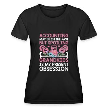 Grand-mère à la retraite Pensioner Comptable Banque - T-shirt sport Femme - noir - Devant - AI Model Female 172 light (172cm)