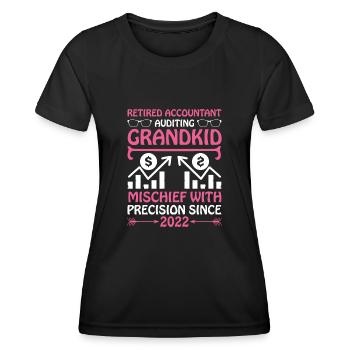 Grand-mère à la retraite Pensioner Comptable Banque - T-shirt sport Femme - noir - Devant - AI Model Female 172 light (172cm)