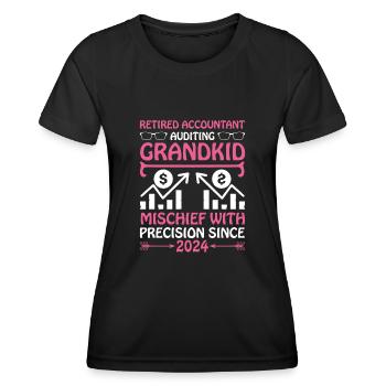 Grand-mère à la retraite Pensioner Comptable Banque - T-shirt sport Femme - noir - Devant - AI Model Female 172 light (172cm)
