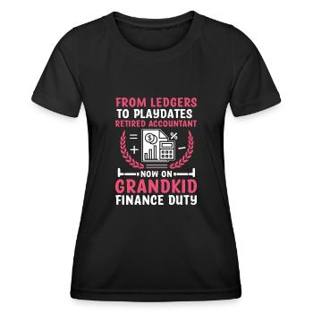 Grand-mère à la retraite Pensioner Comptable Banque - T-shirt sport Femme - noir - Devant - AI Model Female 172 light (172cm)