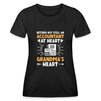 Grand-mère à la retraite Pensioner Comptable Banque - T-shirt sport Femme - noir - Devant - AI Model Female 172 light (172cm)
