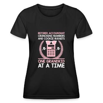 Grand-mère à la retraite Pensioner Comptable Banque - T-shirt sport Femme - noir - Devant - AI Model Female 172 light (172cm)