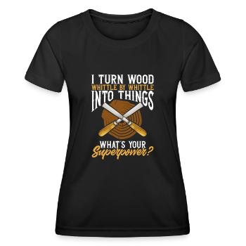 Charpentier sculpteur sur bois - T-shirt sport Femme - noir - Devant - AI Model Female 172 light (172cm)