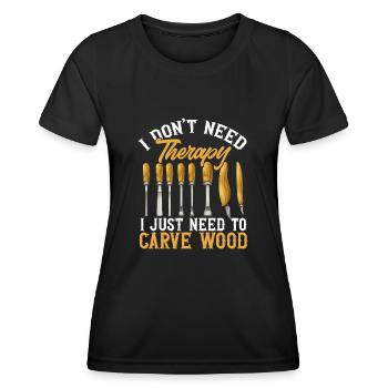 Charpentier sculpteur sur bois - T-shirt sport Femme - noir - Devant - AI Model Female 172 light (172cm)