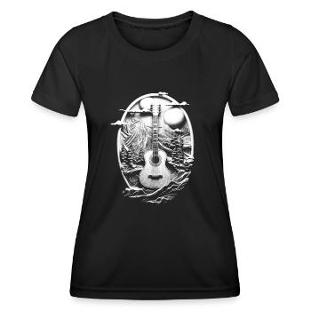 Akustik Gitarre Landschaft Instrument Geschenk - Frauen Funktions-T-Shirt - Schwarz - Vorne - AI Model Female 172 light (172cm)